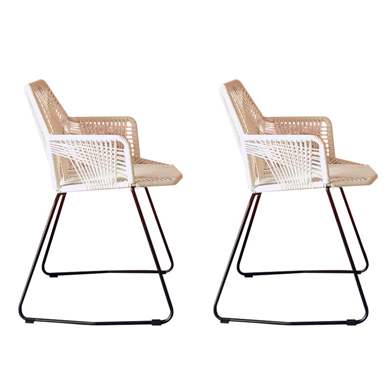 Modern Cross Back Side Chair Plastic Arm Chair with Metal Base for Dining Room