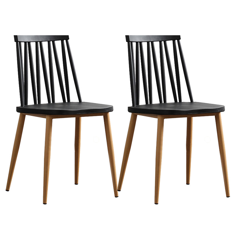 Modern Style Chair Plastic Armless Dining Chair with Metal Base
