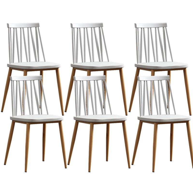 Modern Style Chair Plastic Armless Dining Chair with Metal Base