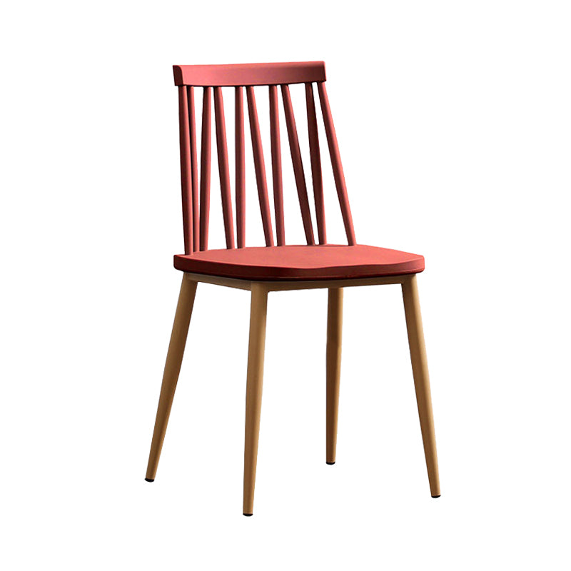 Modern Style Chair Plastic Armless Dining Chair with Metal Base