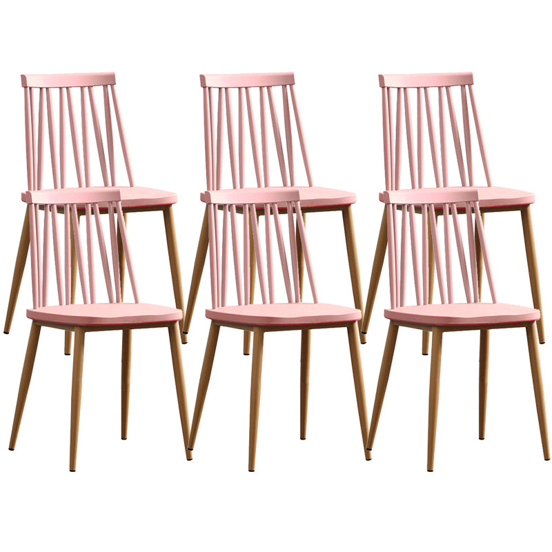 Modern Style Chair Plastic Armless Dining Chair with Metal Base