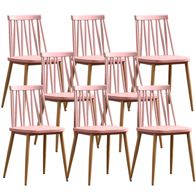 Modern Style Chair Plastic Armless Dining Chair with Metal Base