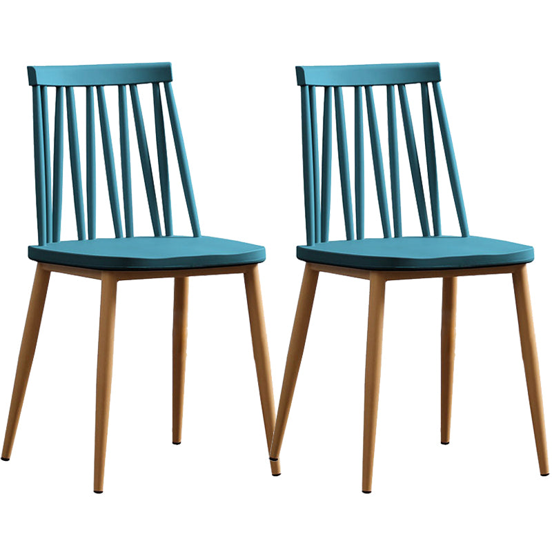 Modern Style Chair Plastic Armless Dining Chair with Metal Base