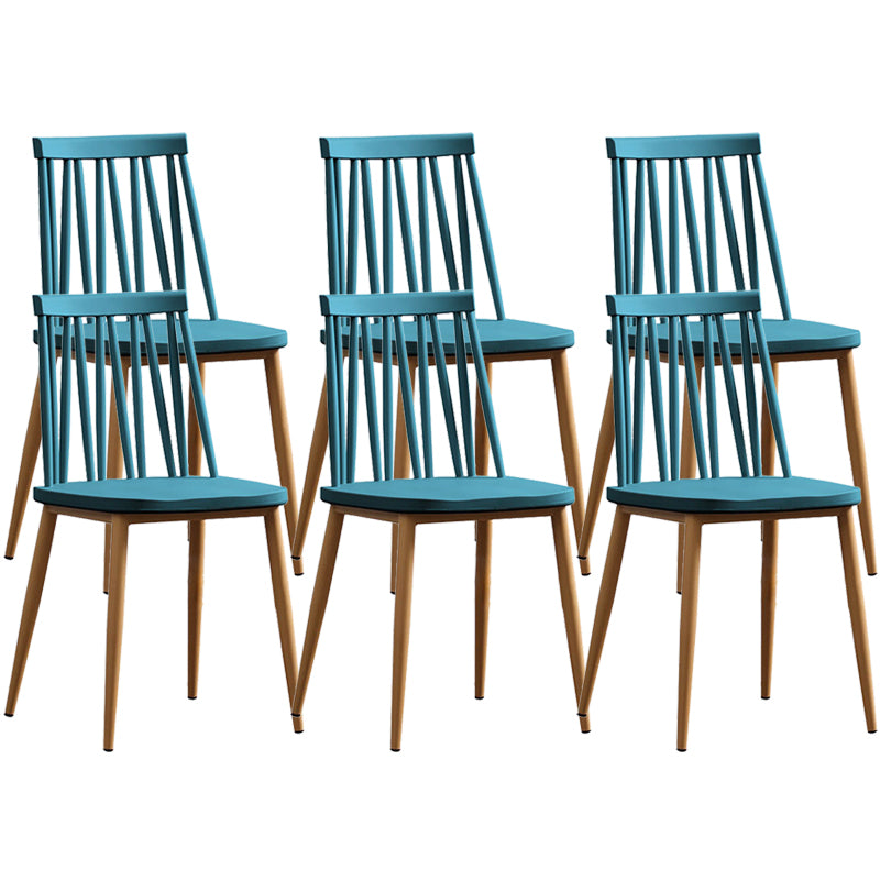 Modern Style Chair Plastic Armless Dining Chair with Metal Base