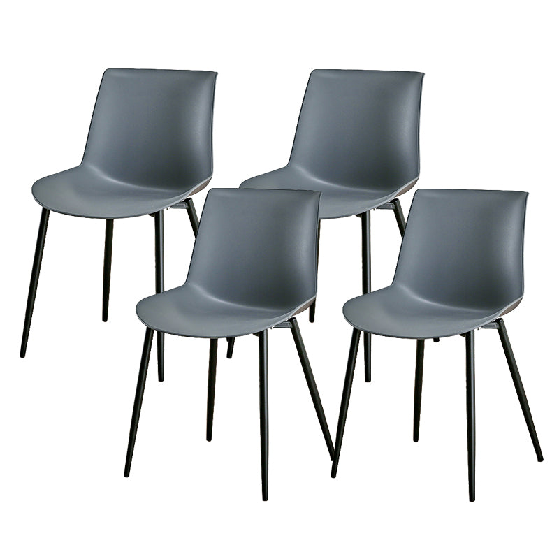 Nordic Solid Back Side Chair Plastic Indoor Arm Chair with Metal Base for Restaurant