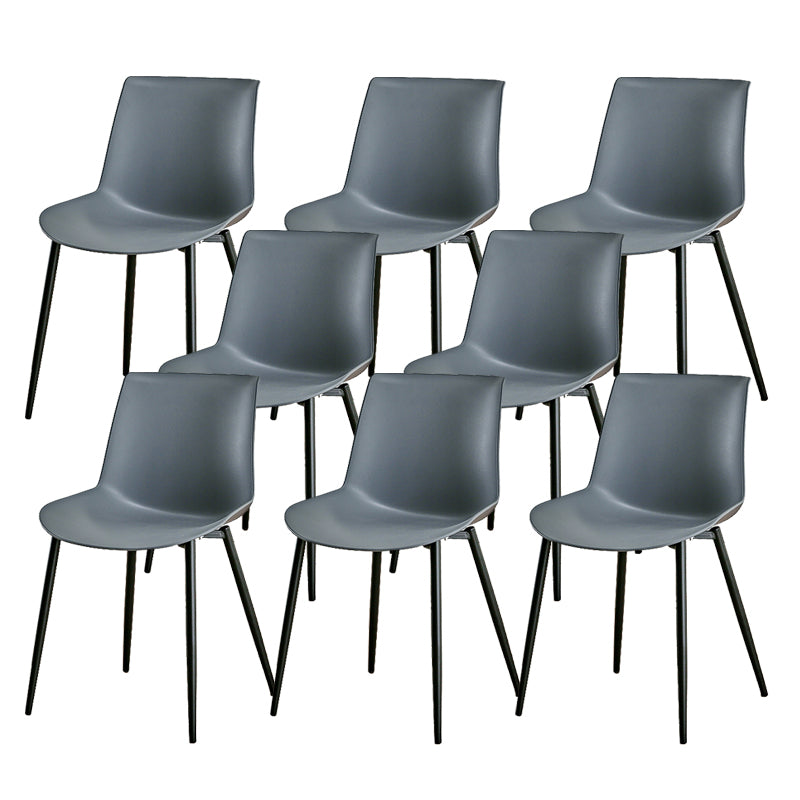 Nordic Solid Back Side Chair Plastic Indoor Arm Chair with Metal Base for Restaurant