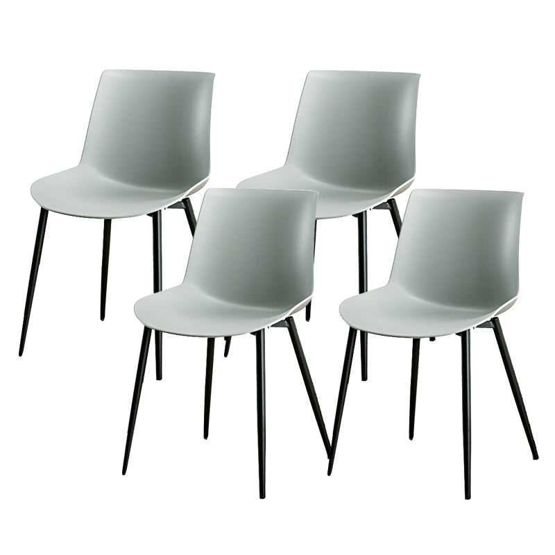 Nordic Solid Back Side Chair Plastic Indoor Arm Chair with Metal Base for Restaurant