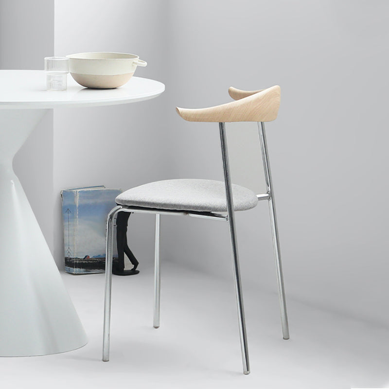 Modern Style Upholstered Armless Chair Leather Dining Chair with Metal Base