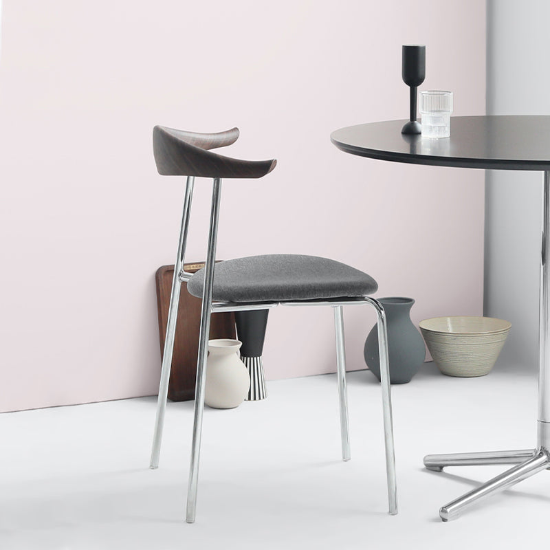 Modern Style Upholstered Armless Chair Leather Dining Chair with Metal Base