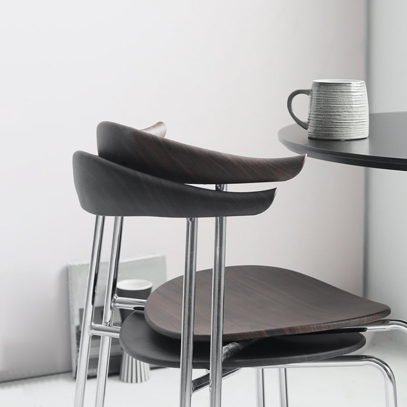 Modern Style Upholstered Armless Chair Leather Dining Chair with Metal Base