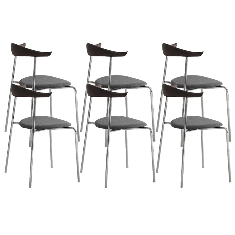 Modern Style Upholstered Armless Chair Leather Dining Chair with Metal Base