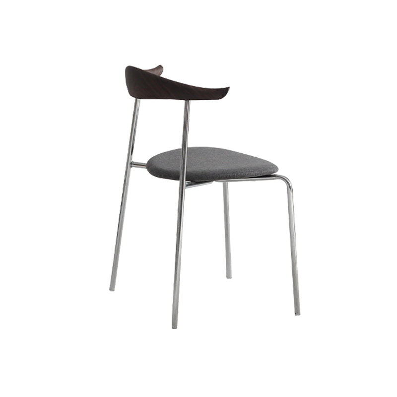 Modern Style Upholstered Armless Chair Leather Dining Chair with Metal Base