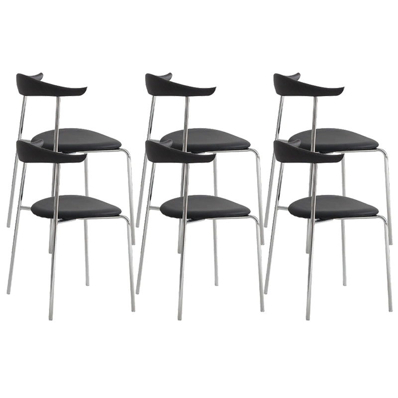 Modern Style Upholstered Armless Chair Leather Dining Chair with Metal Base