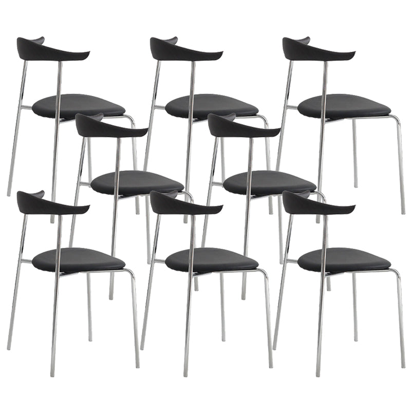 Modern Style Upholstered Armless Chair Leather Dining Chair with Metal Base