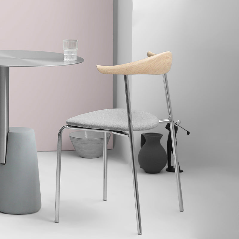 Modern Style Upholstered Armless Chair Leather Dining Chair with Metal Base