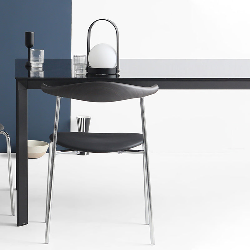 Modern Style Upholstered Armless Chair Leather Dining Chair with Metal Base