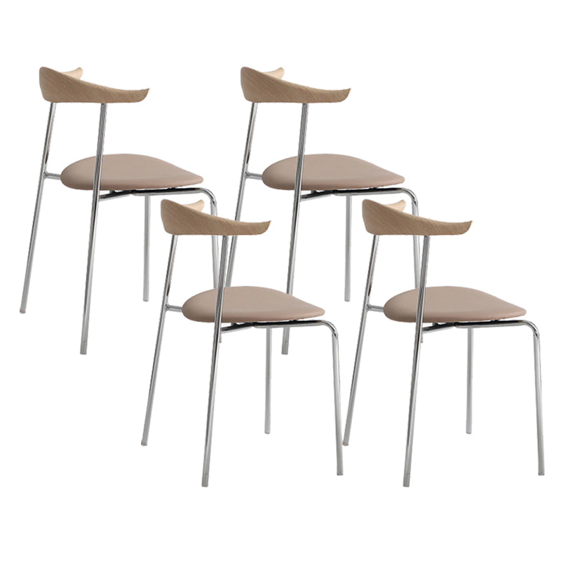 Modern Style Upholstered Armless Chair Leather Dining Chair with Metal Base