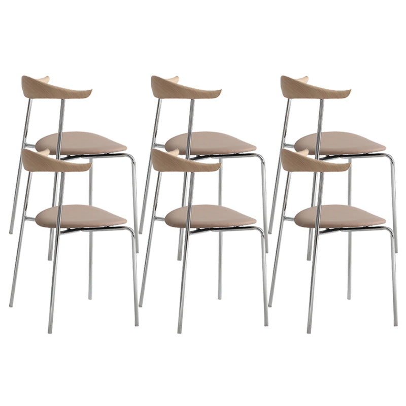 Modern Style Upholstered Armless Chair Leather Dining Chair with Metal Base