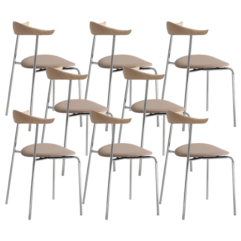 Modern Style Upholstered Armless Chair Leather Dining Chair with Metal Base