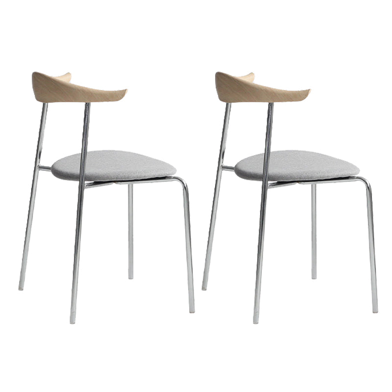 Modern Style Upholstered Armless Chair Leather Dining Chair with Metal Base