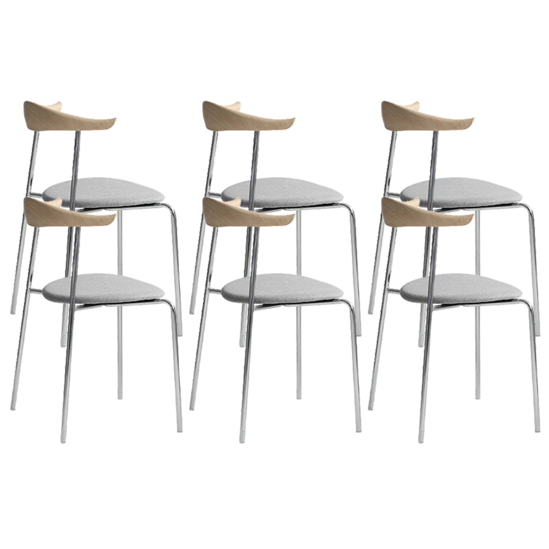 Modern Style Upholstered Armless Chair Leather Dining Chair with Metal Base