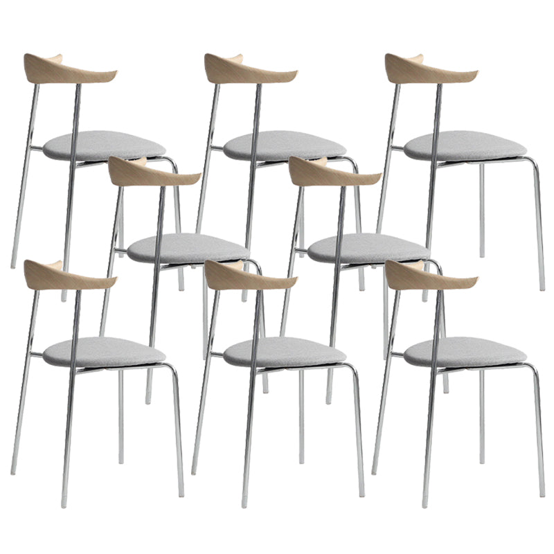 Modern Style Upholstered Armless Chair Leather Dining Chair with Metal Base