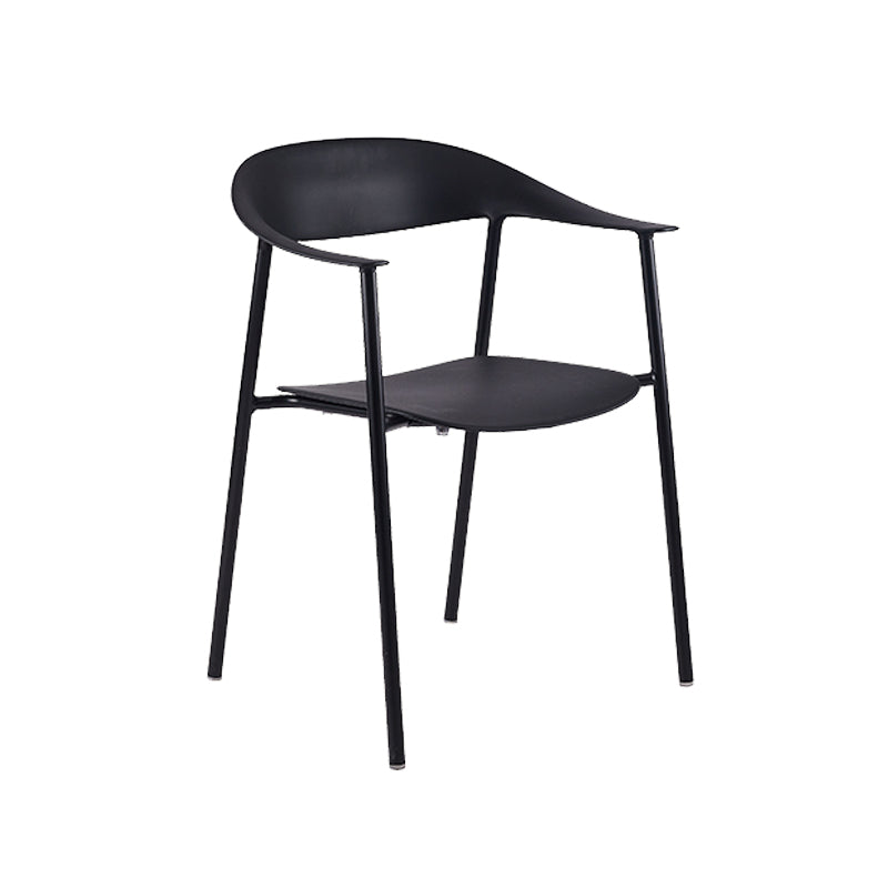 Modern Open Back Side Chair Plastic Arm Indoor Chair with Metal Base