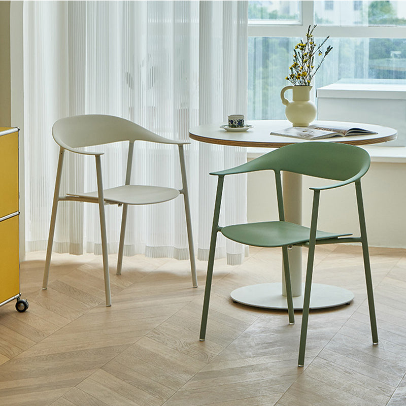 Modern Open Back Side Chair Plastic Arm Indoor Chair with Metal Base