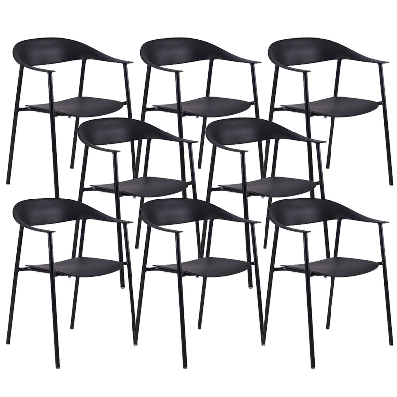 Modern Open Back Side Chair Plastic Arm Indoor Chair with Metal Base