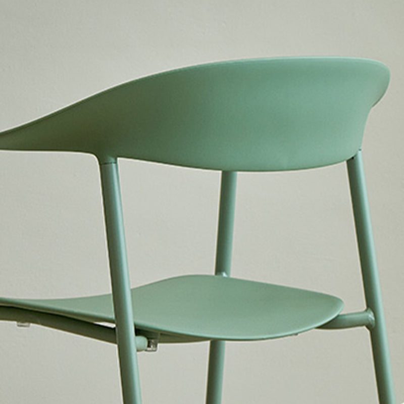Modern Open Back Side Chair Plastic Arm Indoor Chair with Metal Base