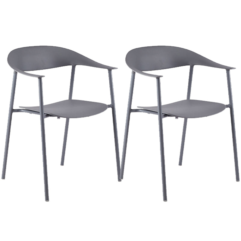 Modern Open Back Side Chair Plastic Arm Indoor Chair with Metal Base