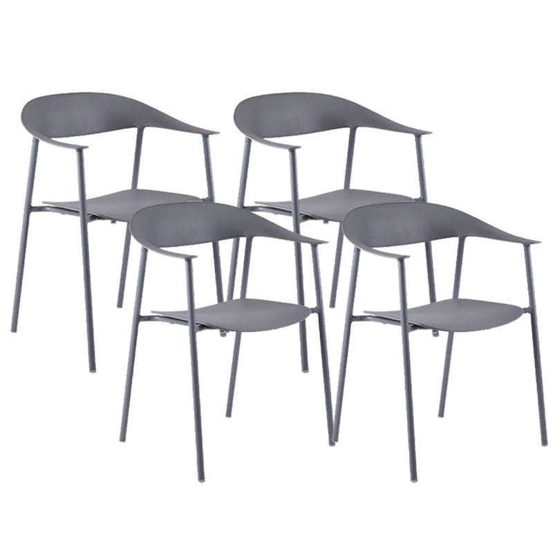 Modern Open Back Side Chair Plastic Arm Indoor Chair with Metal Base