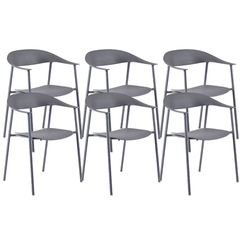 Modern Open Back Side Chair Plastic Arm Indoor Chair with Metal Base