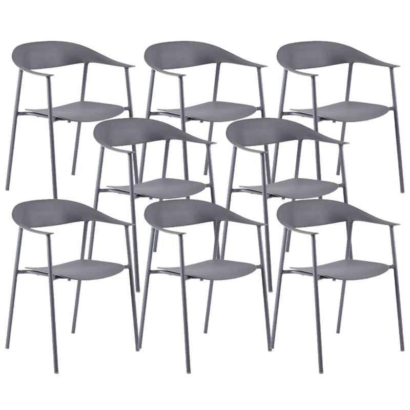 Modern Open Back Side Chair Plastic Arm Indoor Chair with Metal Base