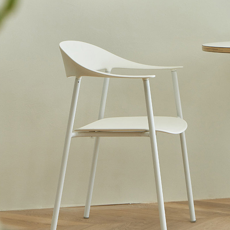 Modern Open Back Side Chair Plastic Arm Indoor Chair with Metal Base
