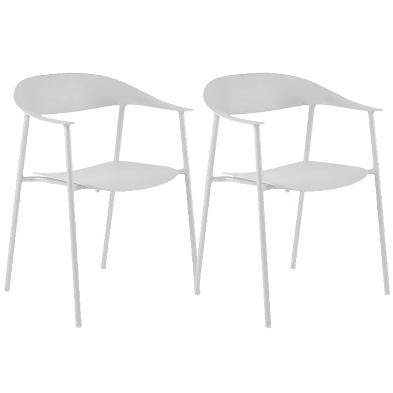 Modern Open Back Side Chair Plastic Arm Indoor Chair with Metal Base