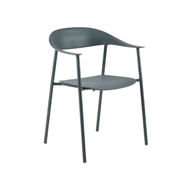 Modern Open Back Side Chair Plastic Arm Indoor Chair with Metal Base
