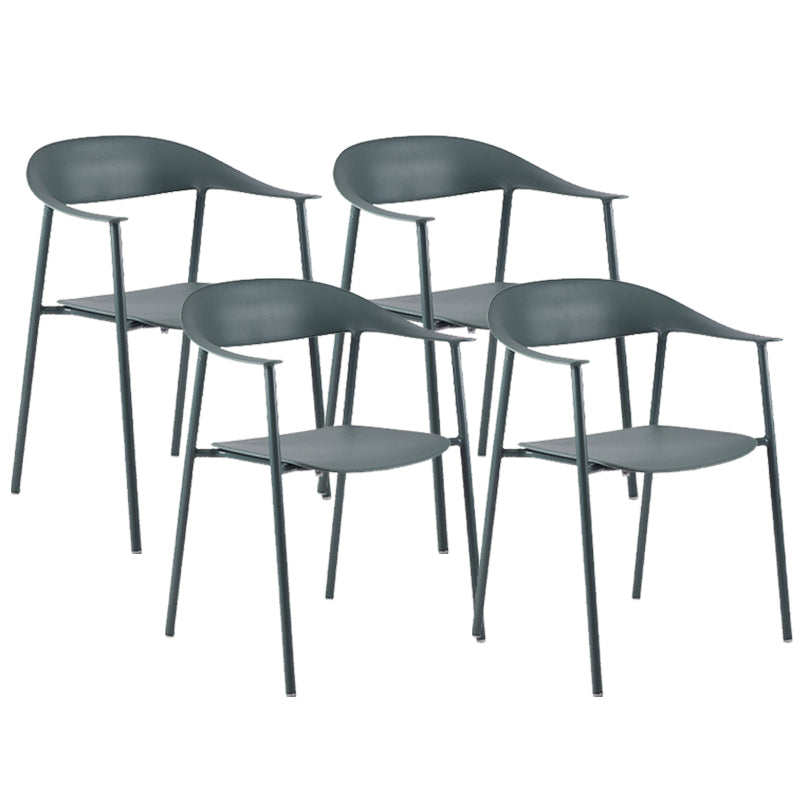 Modern Open Back Side Chair Plastic Arm Indoor Chair with Metal Base