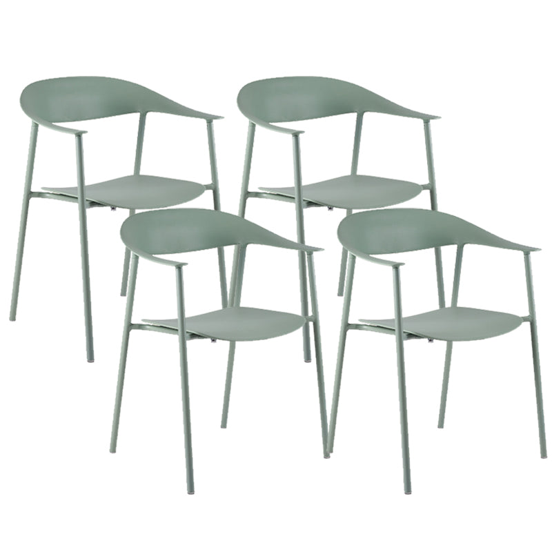 Modern Open Back Side Chair Plastic Arm Indoor Chair with Metal Base