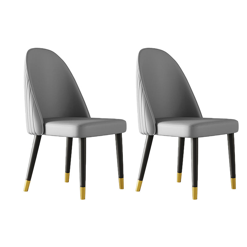 Oak Wood Glam Dining Chair Matte Finish Solid Back Side Chair