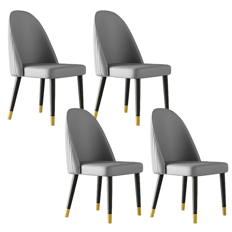 Oak Wood Glam Dining Chair Matte Finish Solid Back Side Chair