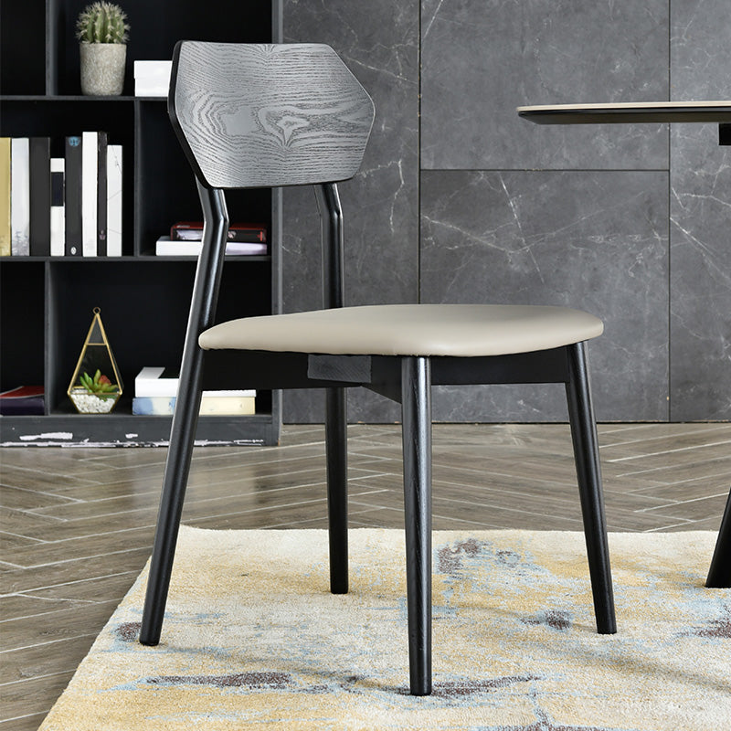 Open Back Side Chair Industrial Black Armless Dining Chairs for Home