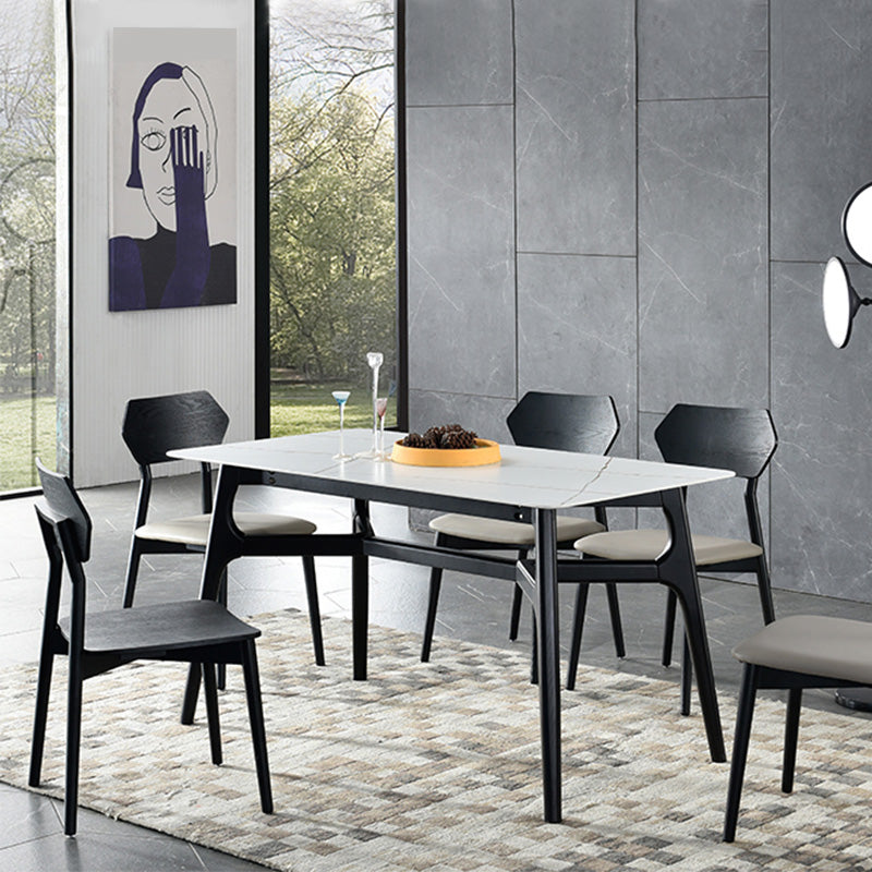 Open Back Side Chair Industrial Black Armless Dining Chairs for Home