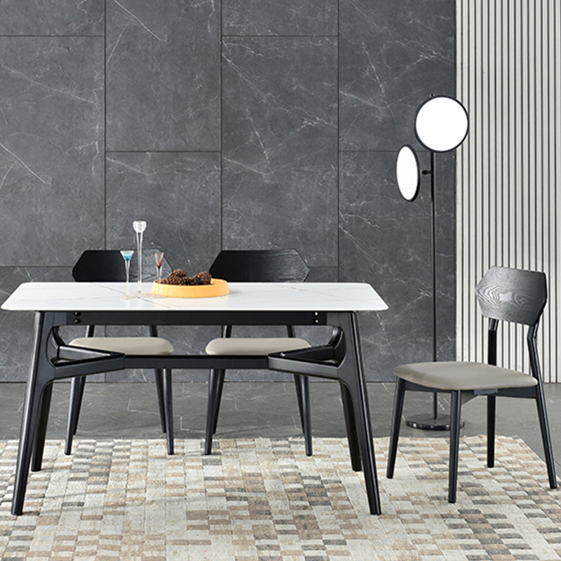 Open Back Side Chair Industrial Black Armless Dining Chairs for Home