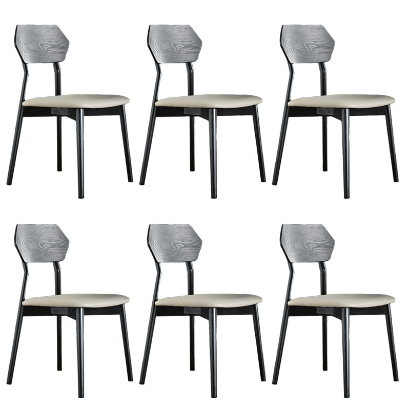 Open Back Side Chair Industrial Black Armless Dining Chairs for Home
