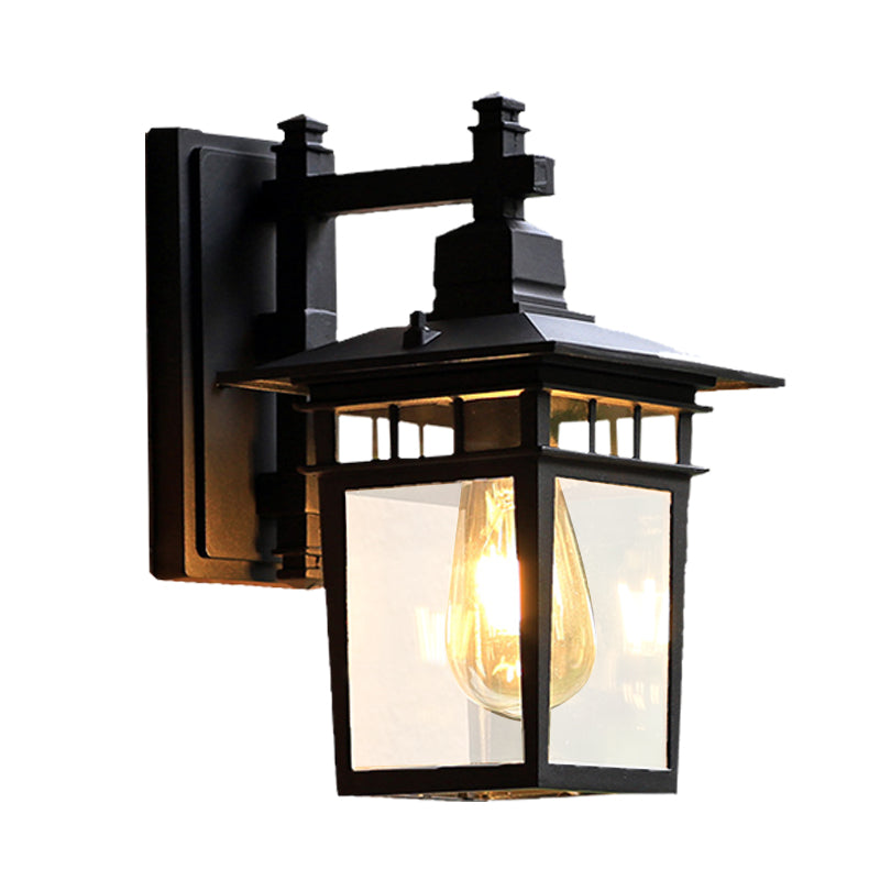 Lampada da parete da 8,5"/11" W a 1 lampadina per alloggiare l'illuminazione a parete in vetro trasparente del padiglione in nero