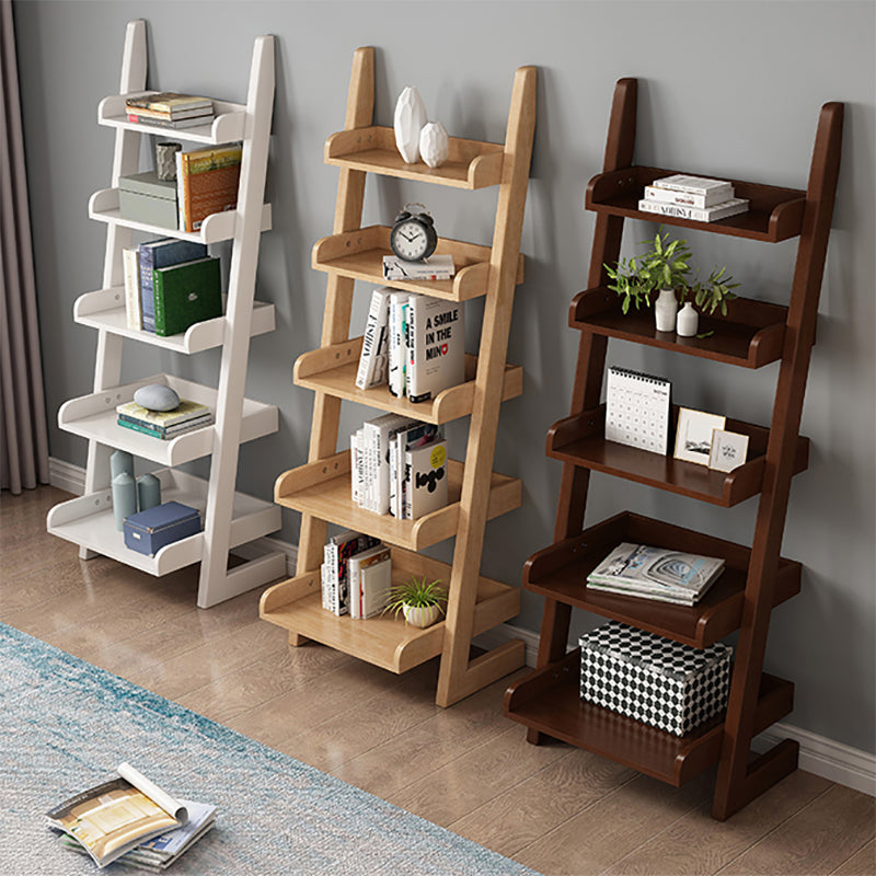 5 Shelves Ladder Bookshelf Wooden Contemporary Bookcase ,11.8" W x 55.1" H