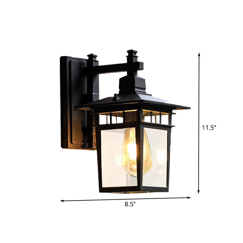 Lampada da parete da 8,5"/11" W a 1 lampadina per alloggiare l'illuminazione a parete in vetro trasparente del padiglione in nero