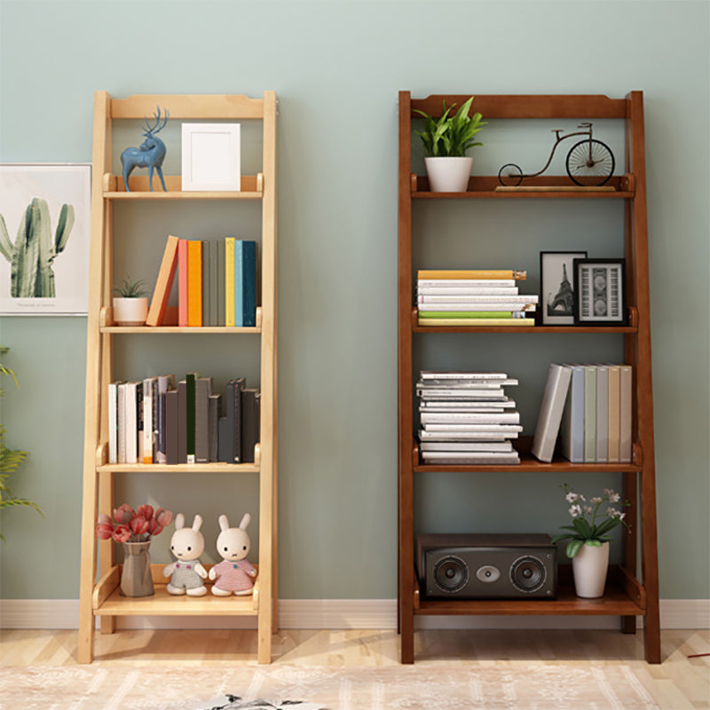 4 Shelves Modern Bookcase Ladder Wooden Open Back Bookshelf ,14.2" W X 55.1" H