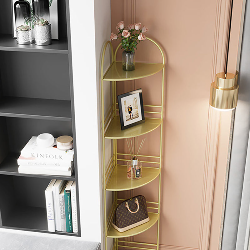 Modern Bookcase Corner Metal Open Back Shelf Bookcase with Shelves for Living Room